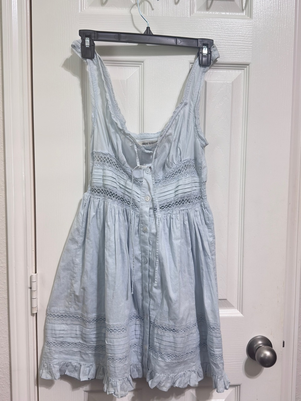 Urban Outfitters Pale Blue Lace-Trim Button Sundress